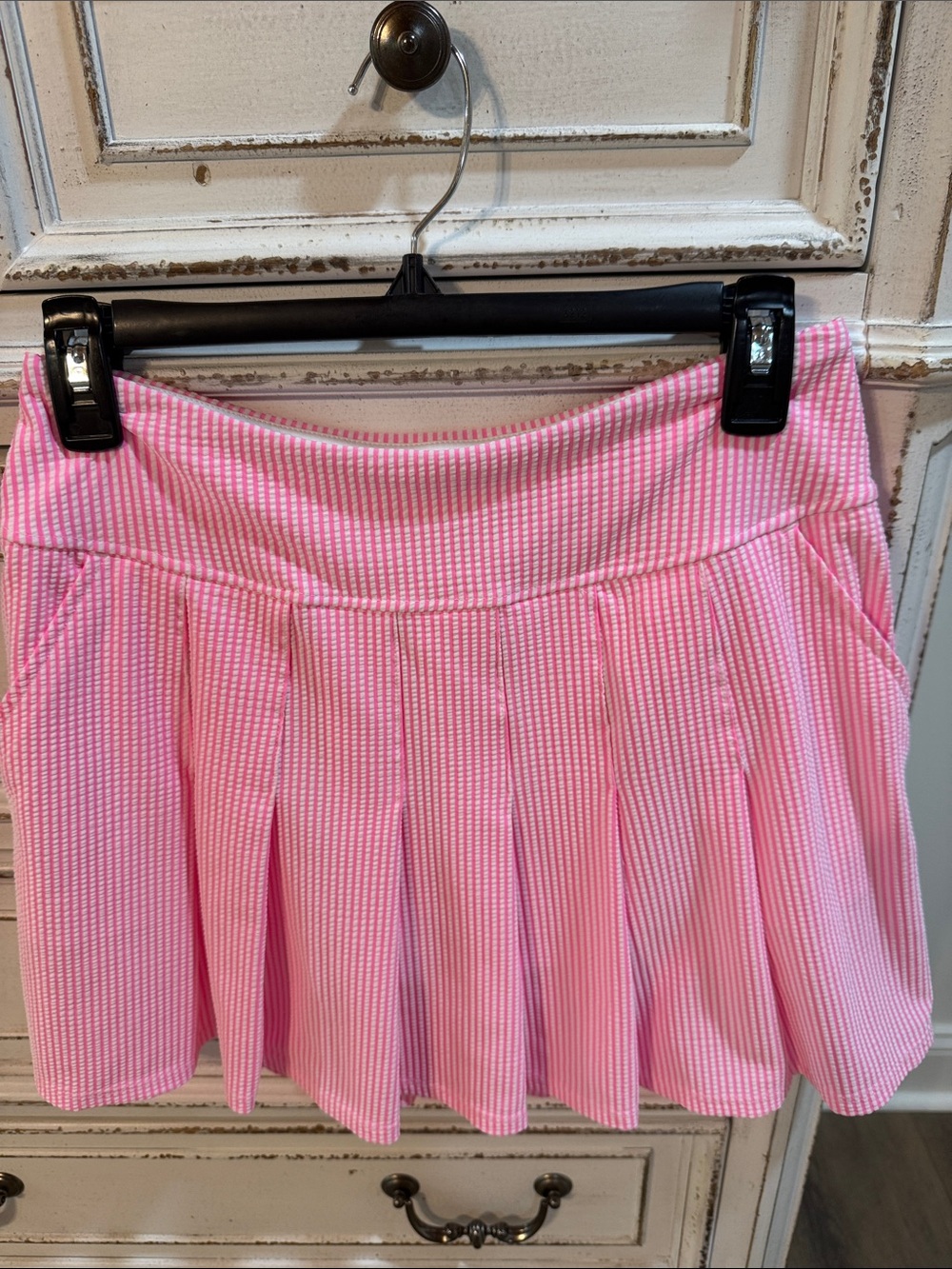 Lilly Pulitzer Pink Seersucker Luxletic Skort Sz 2 EUC